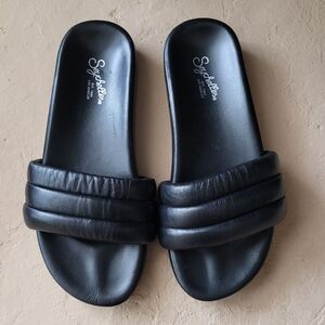 Seychelles Women's Low-Key Slide Black Leather Sandals Size 8